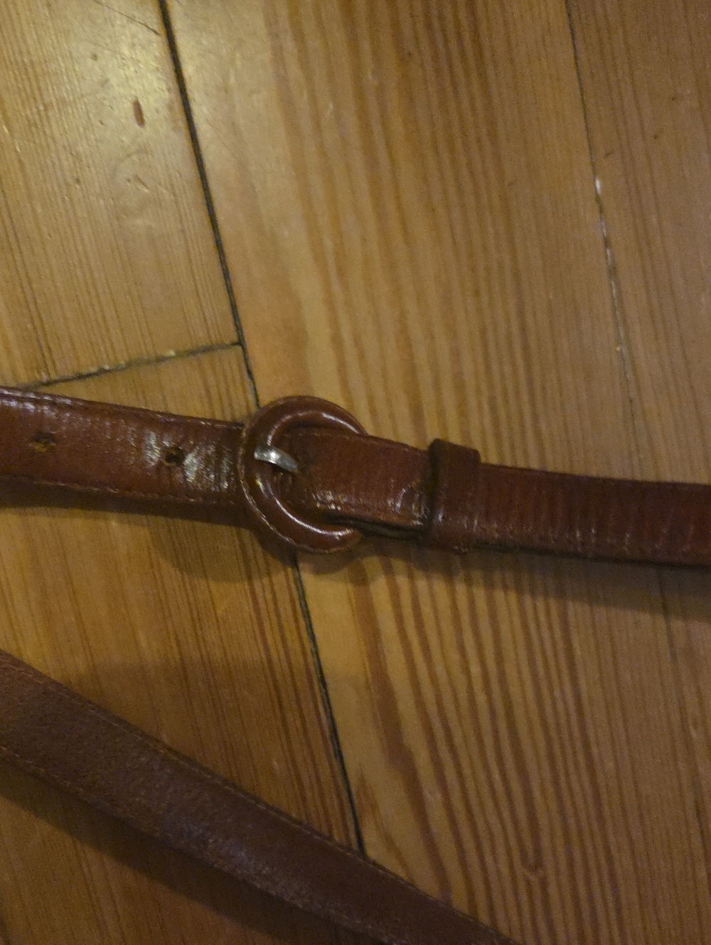 Brown Leather Belt with Round Buckle